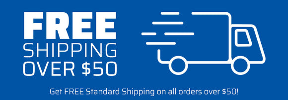 Free Shipping BAnner, showing we provide free shipping for orders that have a total value over $50